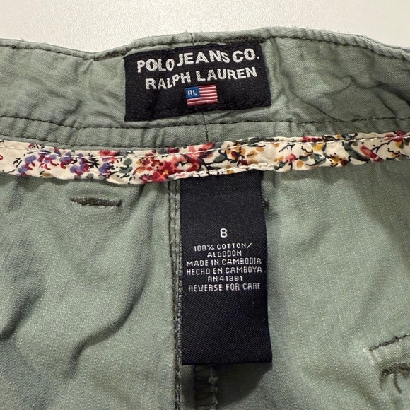 Polo Jeans Co. Ralph Lauren Womens Green Cotton Utility Cargo Shorts - Picture 3 of 3